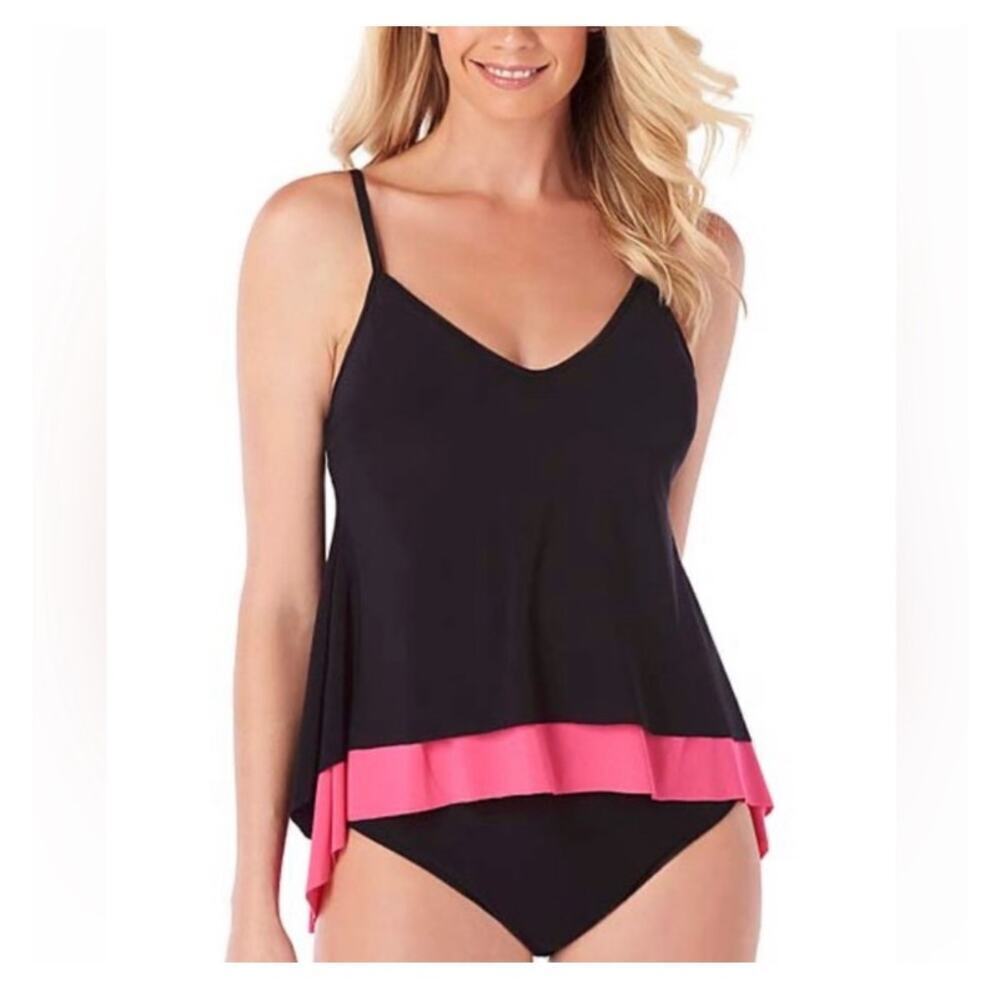 Magicsuit Black Pink Jolene Tankini Swim Top Size 8
